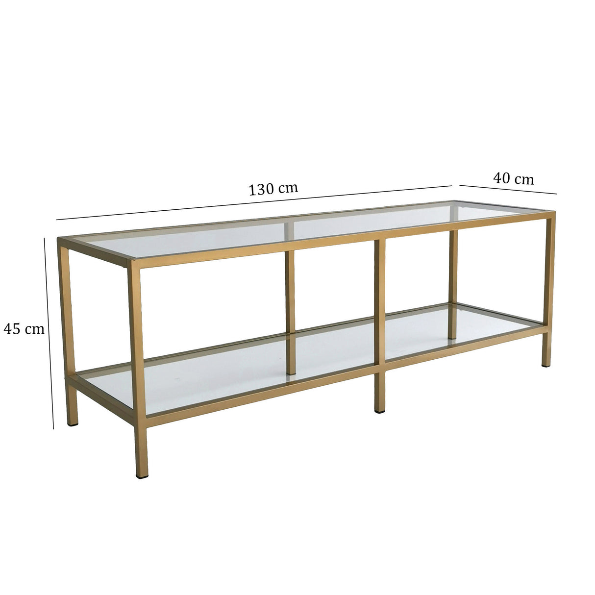 TV-Möbel Basis Gold Goldglas 130x45x40 cm