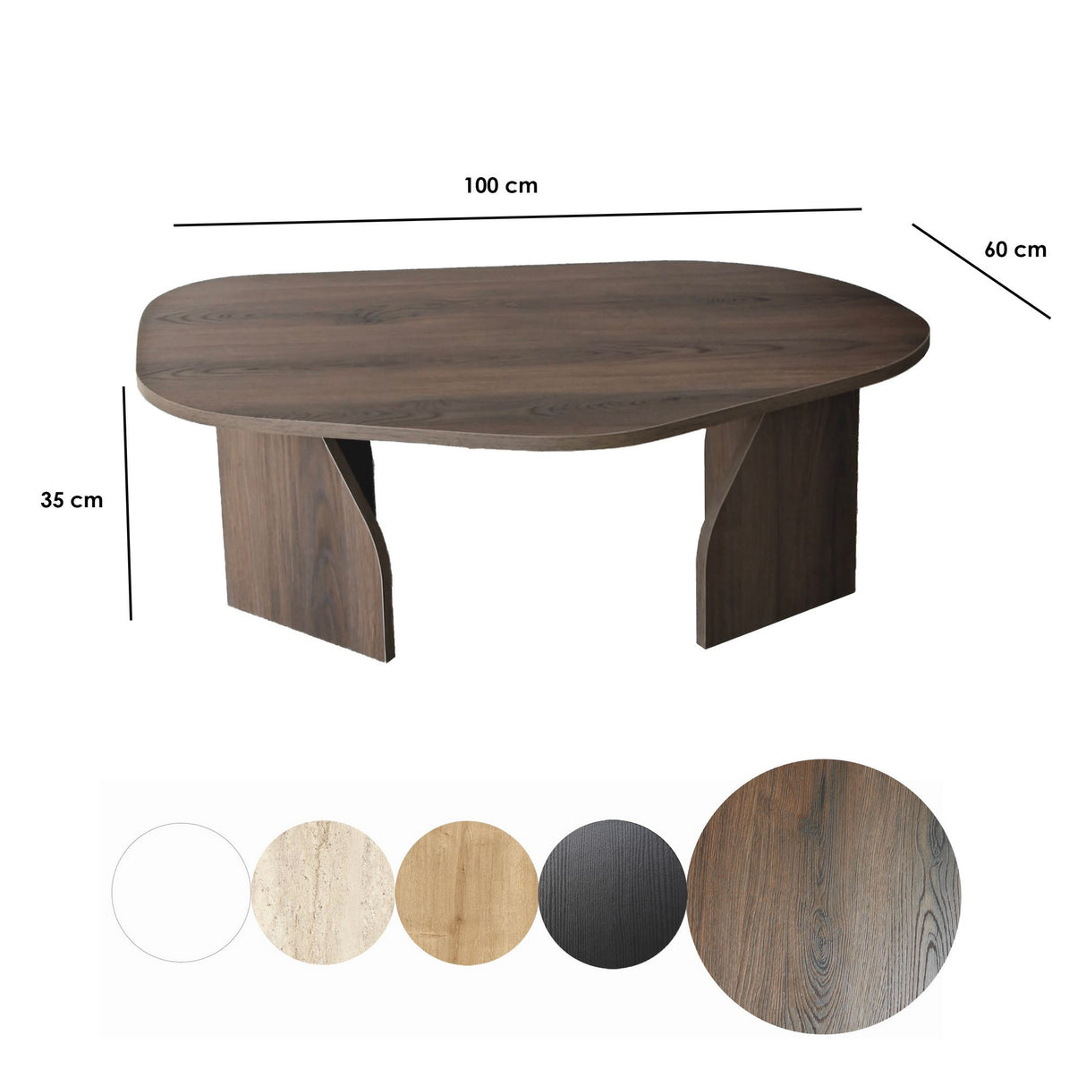 Salontafels - Organische Salontafel Japandi Walnoot Melamine Rack - 105x65 cm - Dimehouse