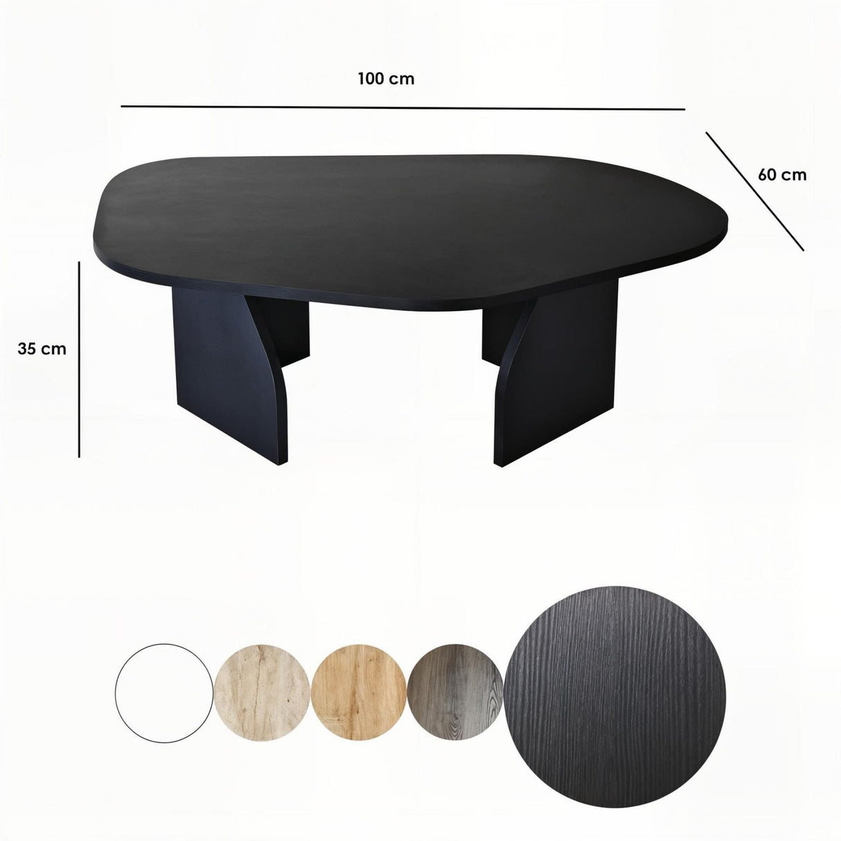 Rock Couchtisch oval schwarz 100 x 60 cm Melaminbeschichteter Holzverbund