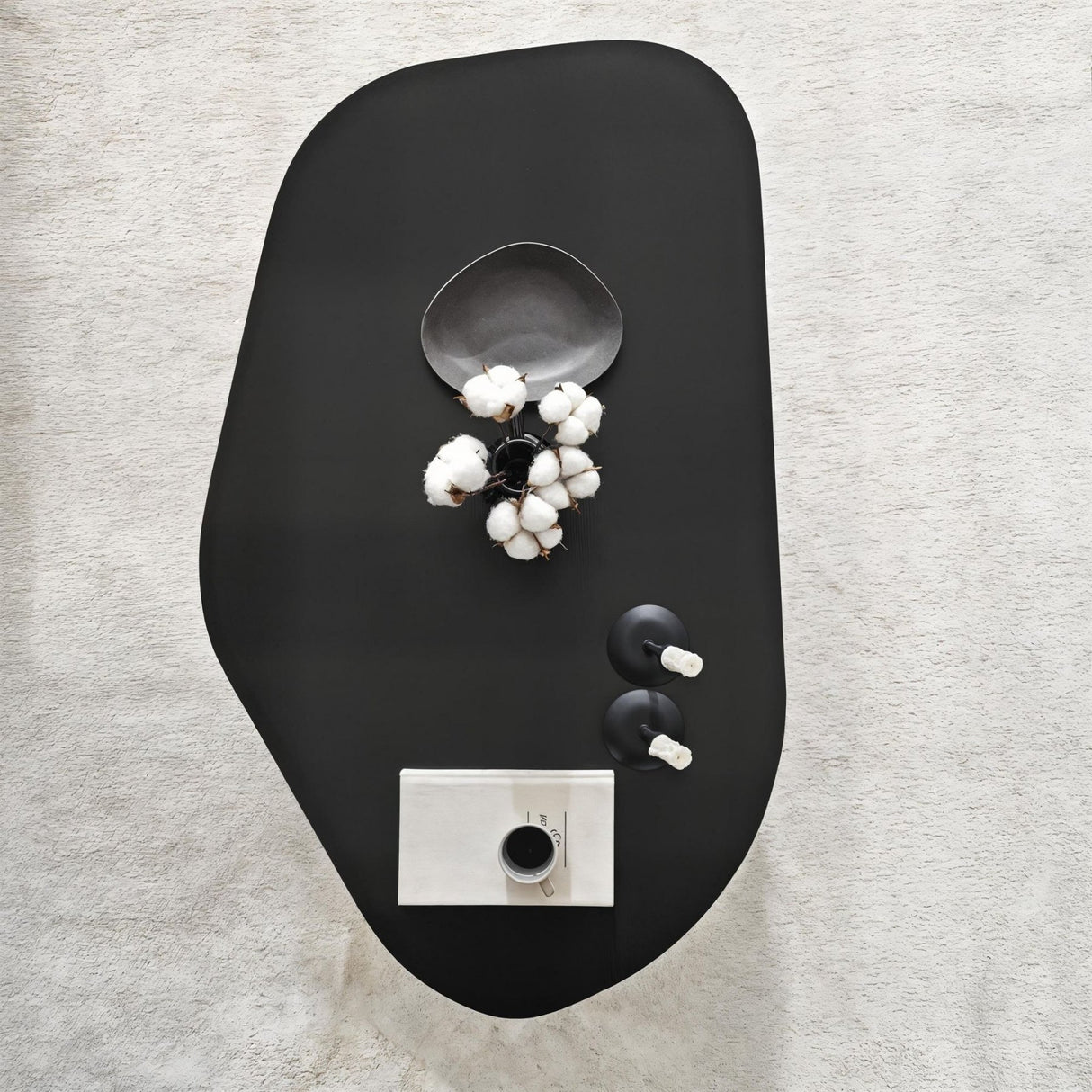Rock Couchtisch oval schwarz 100 x 60 cm Melaminbeschichteter Holzverbund