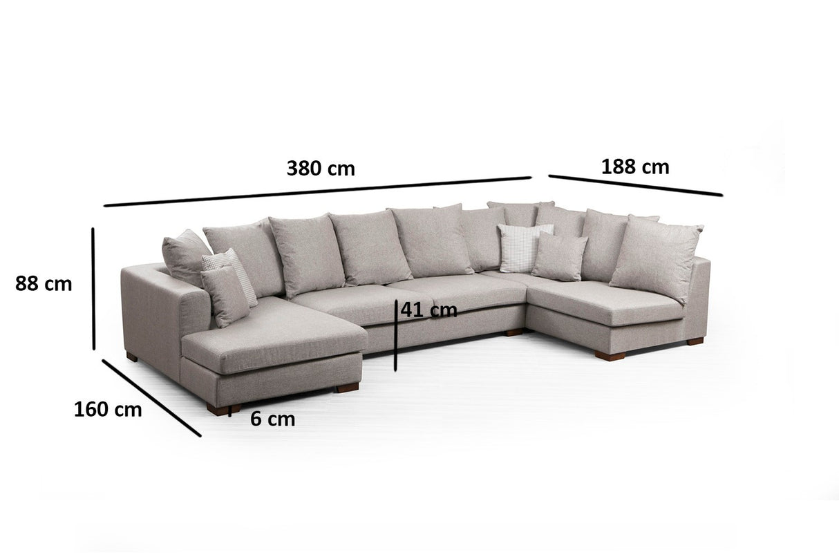 Ecksofa beige U-Form – Polyester – 380 cm – Colorado