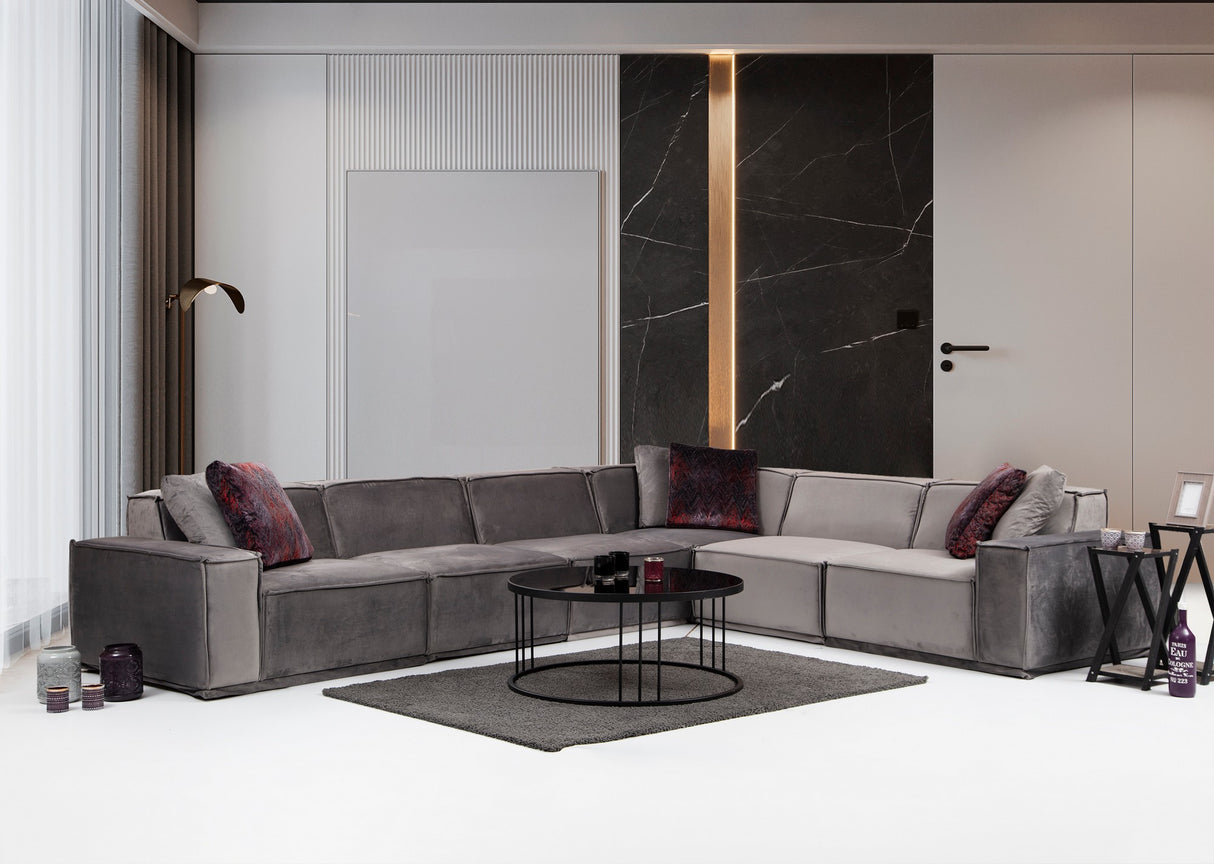 XL Ecksofa Rechts Lego Velvet Grau
