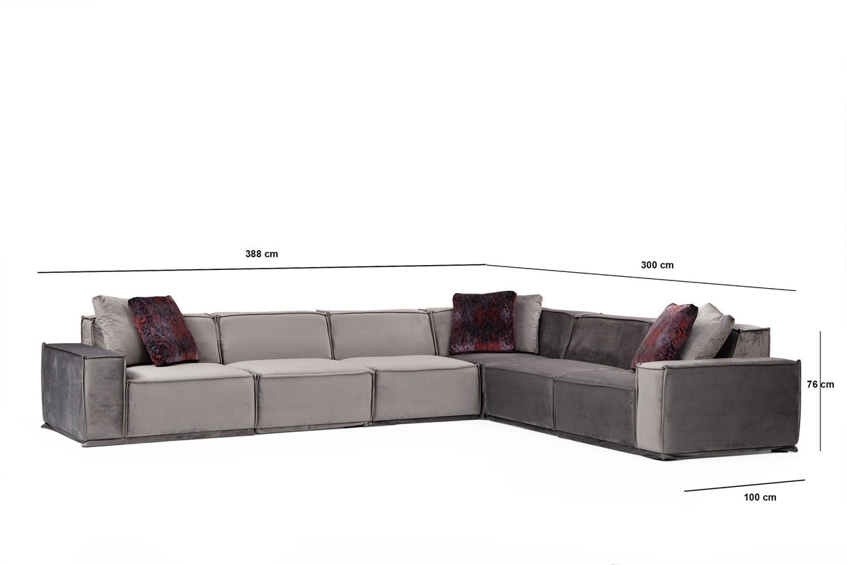 XL Ecksofa Rechts Lego Velvet Grau