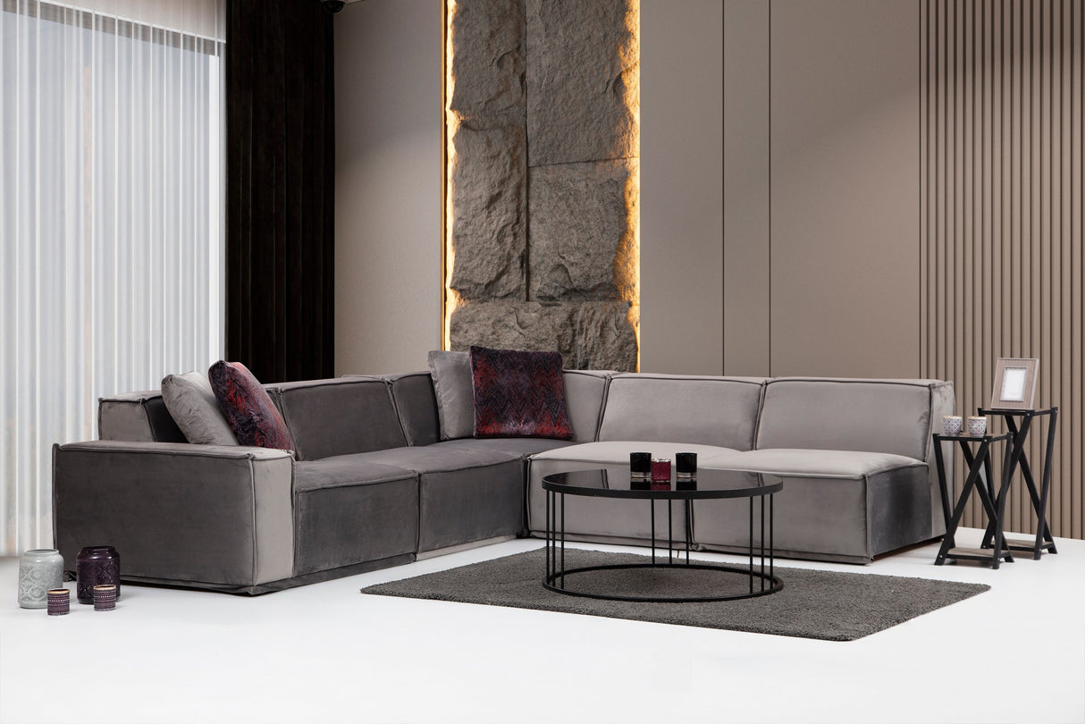 Ecksofa Rechts Lego Velvet Grau