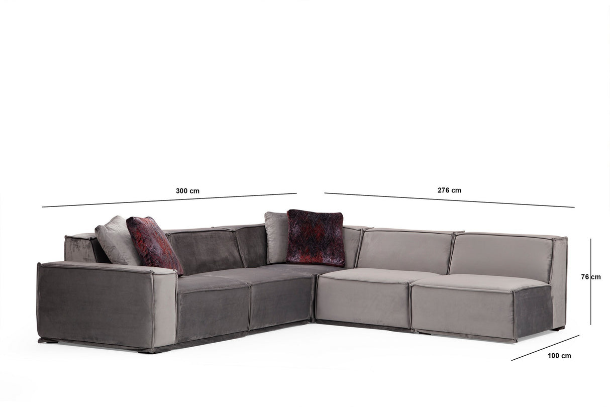 Ecksofa Rechts Lego Velvet Grau