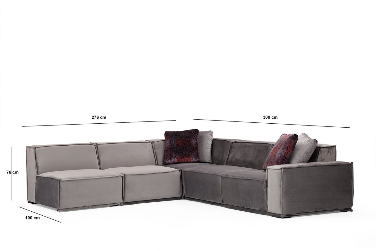 Ecksofa Links Lego Samt Grau
