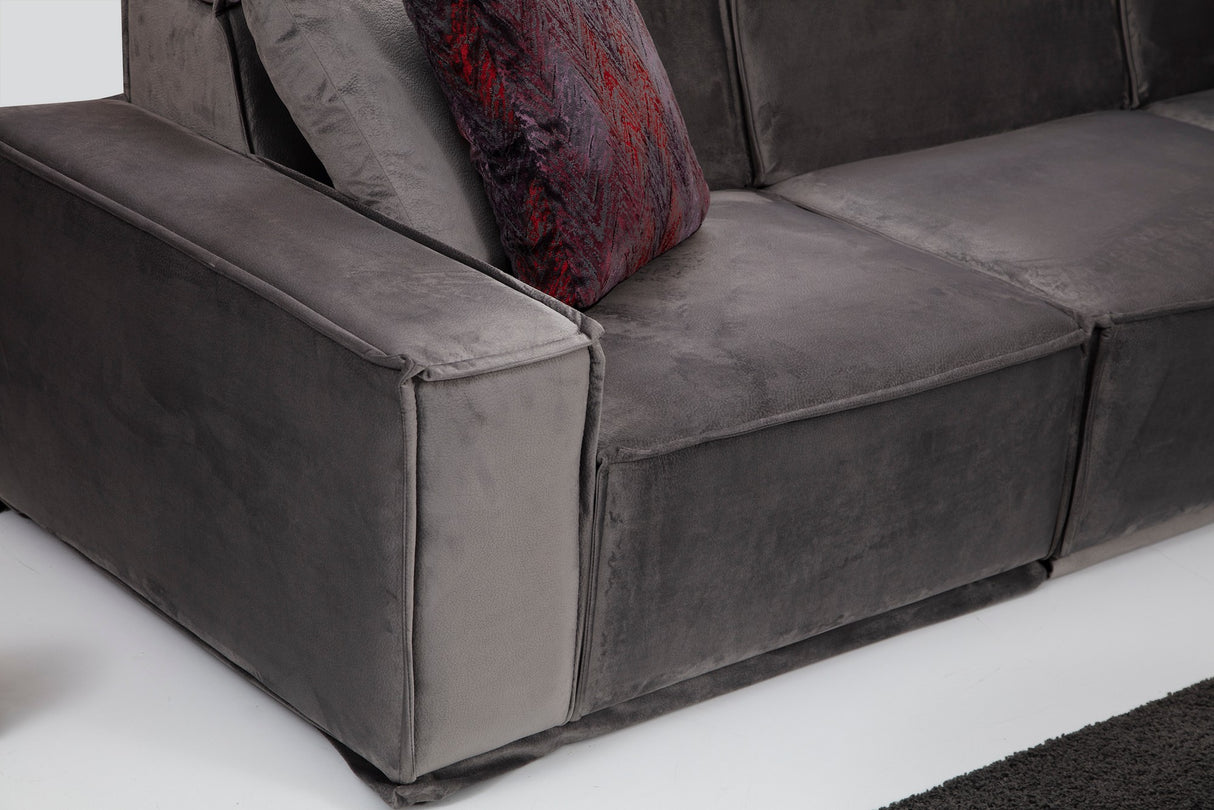 Ecksofa Links Lego Samt Grau