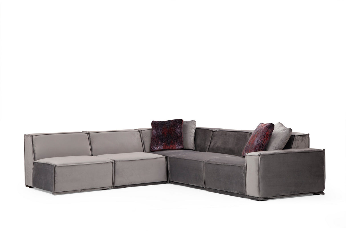 Ecksofa Links Lego Samt Grau
