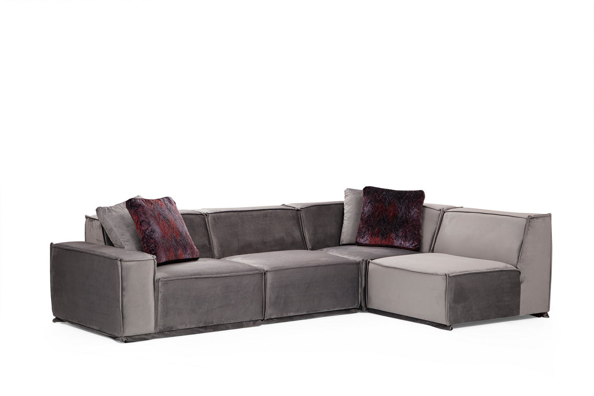 Ecksofa Rechts Lego Grau Velvet