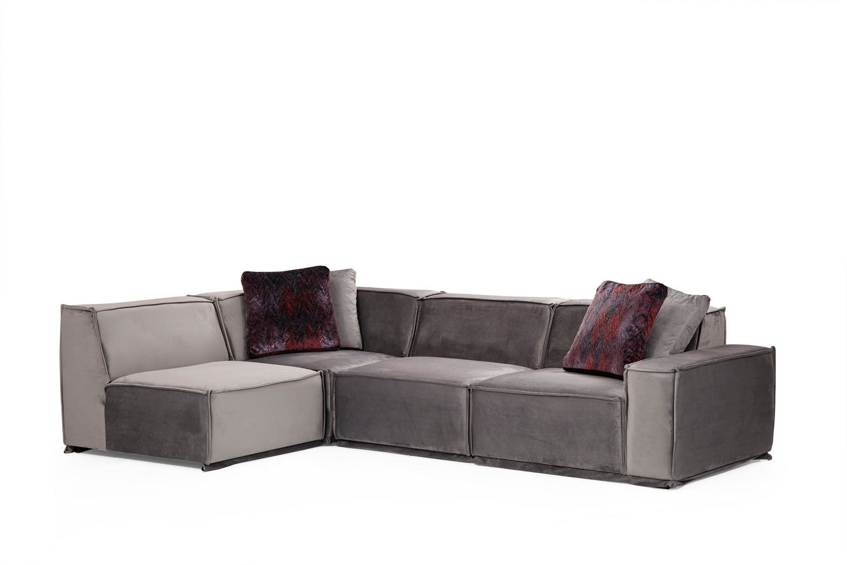 Ecksofa Links Lego Grau Samt