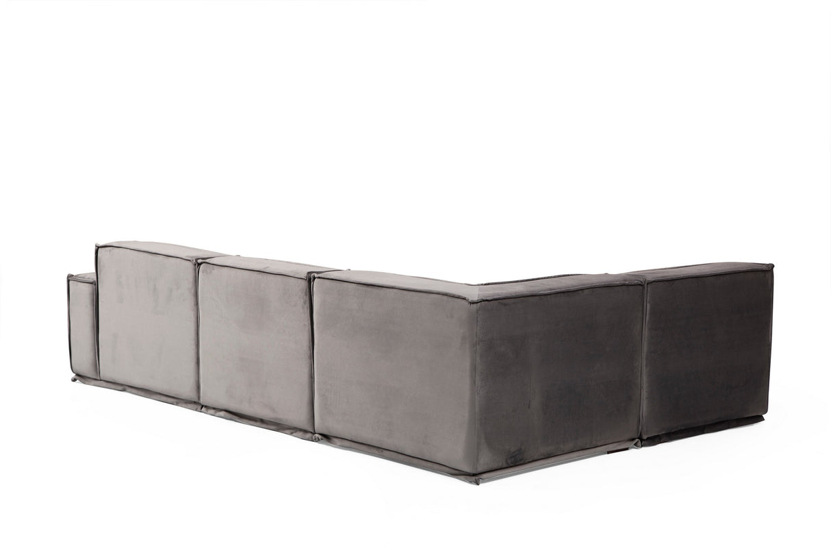 Ecksofa Links Lego Grau Samt