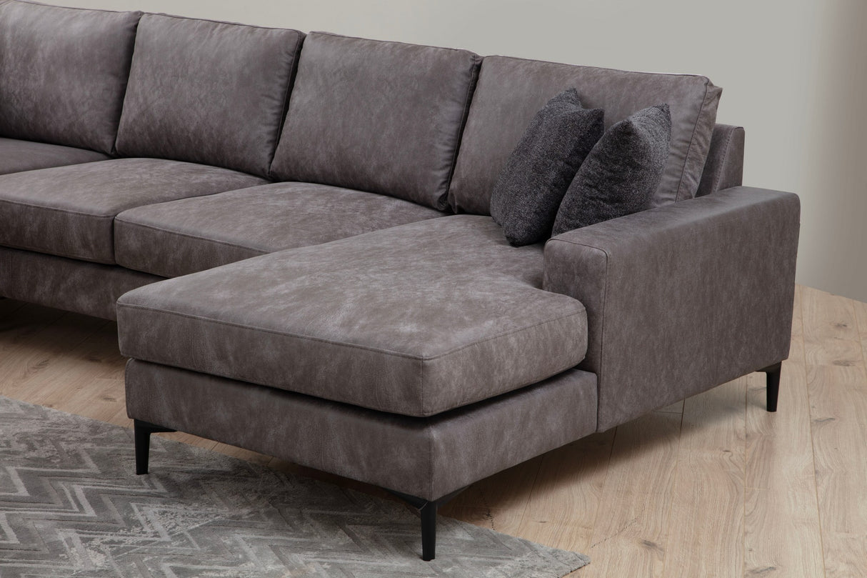 U-Bank Ecksofa Anthrazit Stoff 314x200 cm – Links – Porto