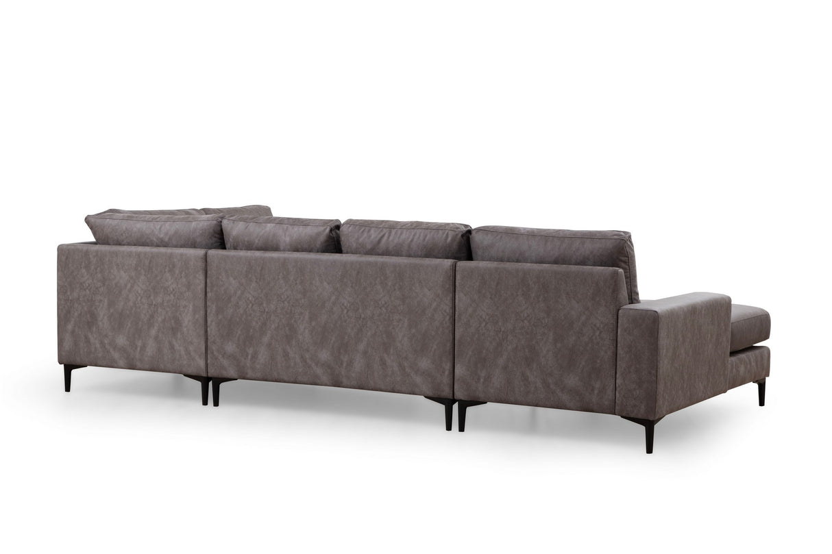 U-Bank Ecksofa Anthrazit Stoff 314x200 cm – Rechts – Porto