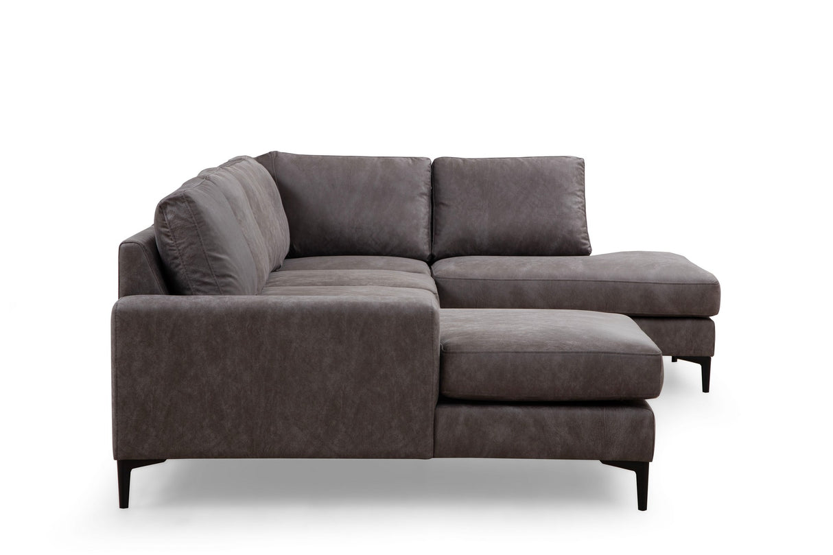 U-Bank Ecksofa Anthrazit Stoff 314x200 cm – Rechts – Porto