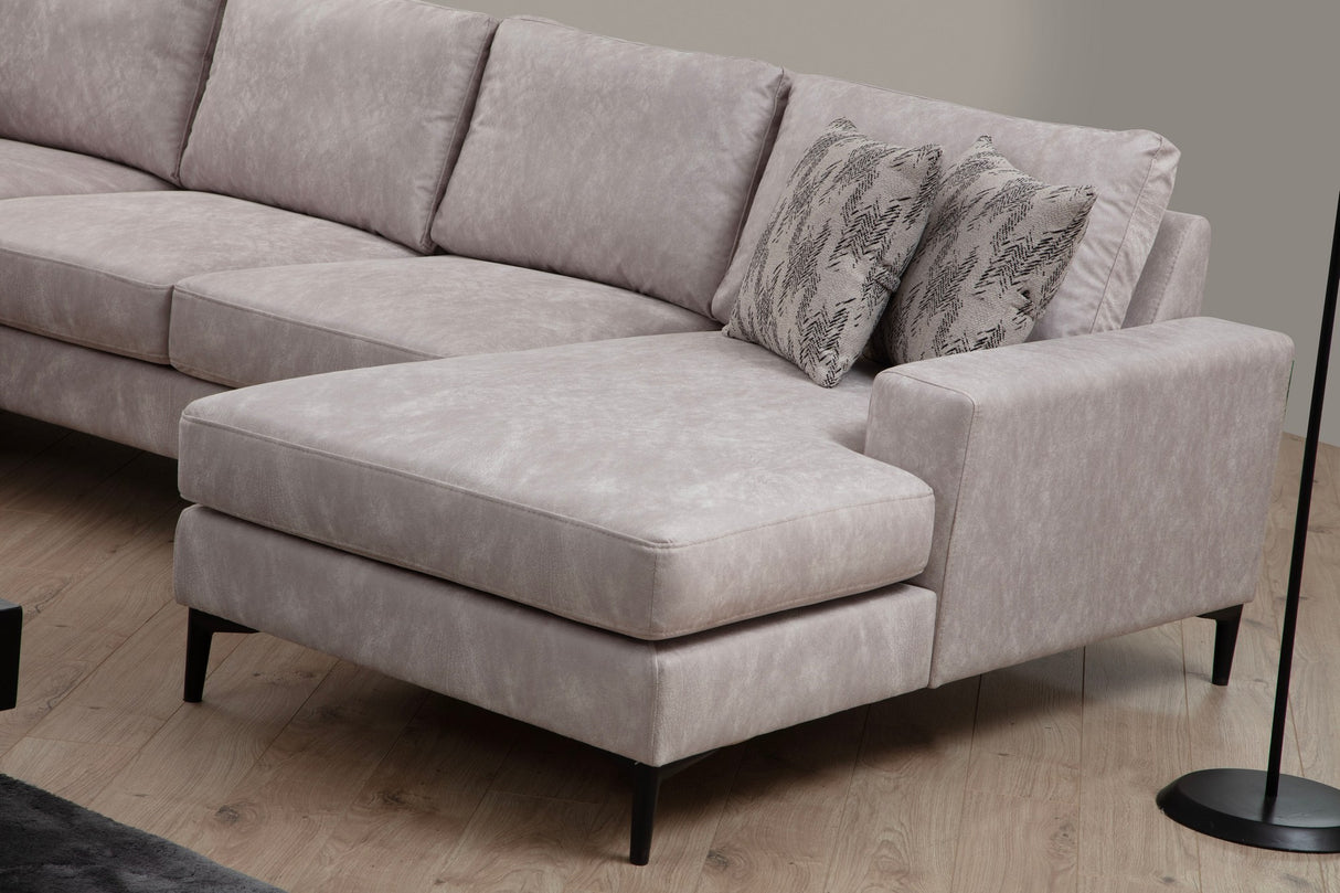 U-Bank Ecksofa Grau Stoff 314x200 cm – Links – Porto