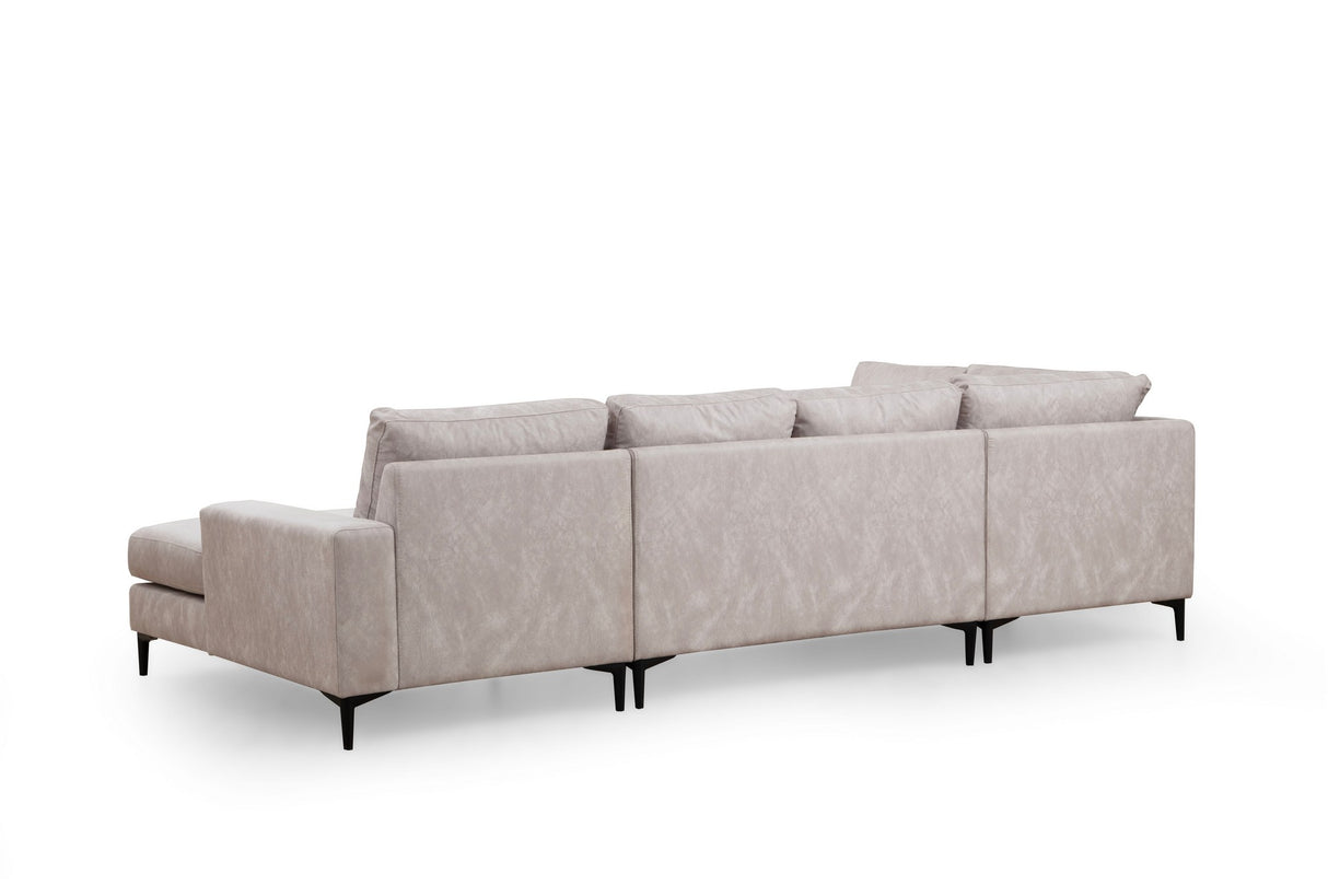 U-Bank Ecksofa Grau Stoff 314x200 cm – Links – Porto
