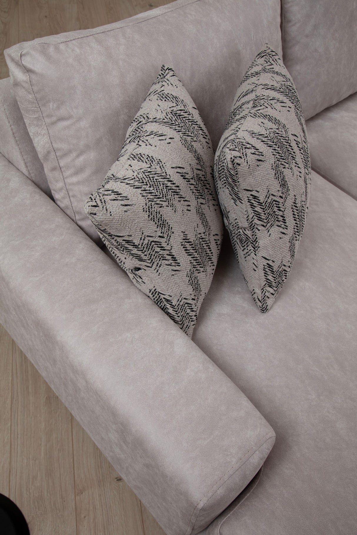 U-Bank Ecksofa Grau Stoff 314x200 cm – Rechts – Porto