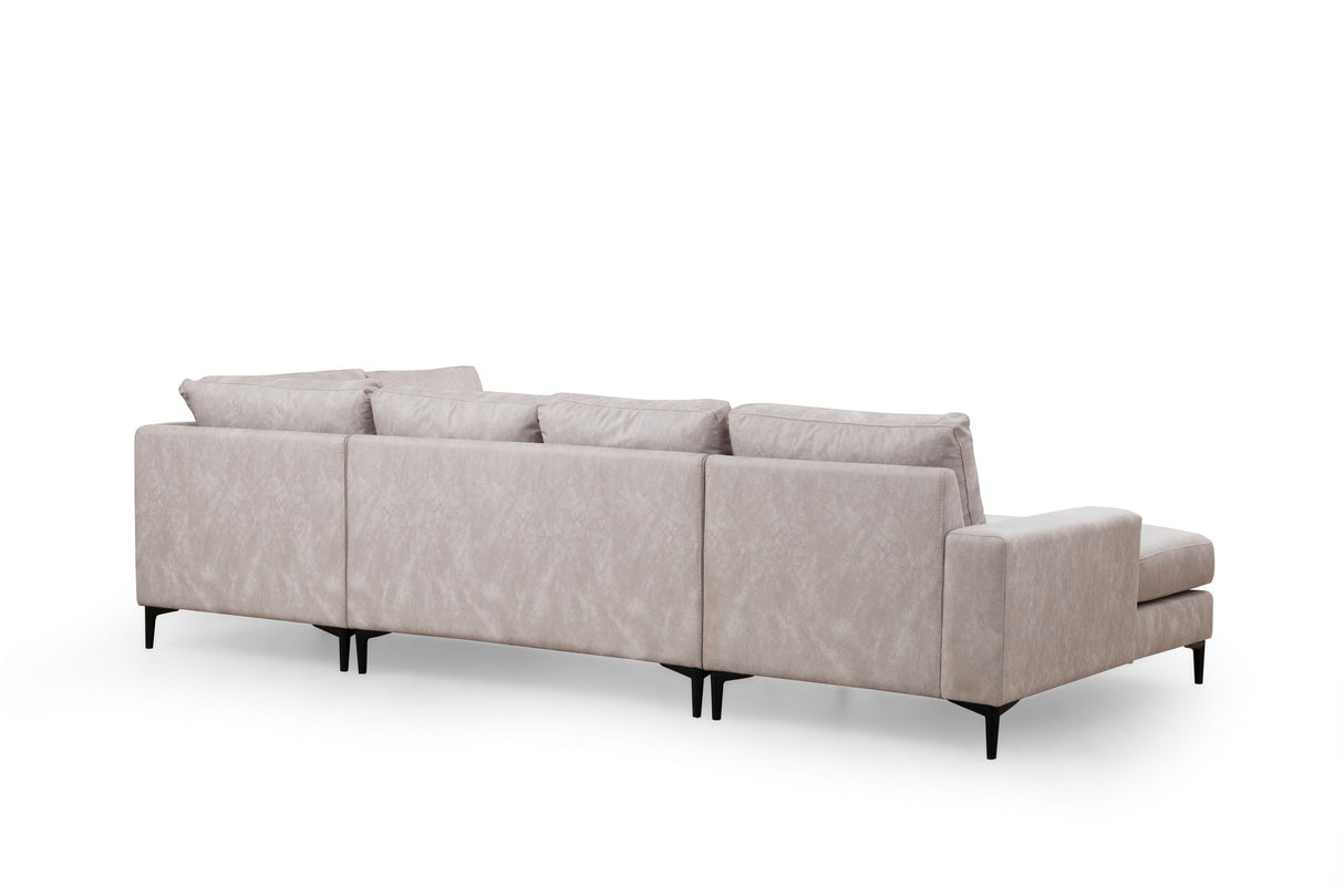 U-Bank Ecksofa Grau Stoff 314x200 cm – Rechts – Porto