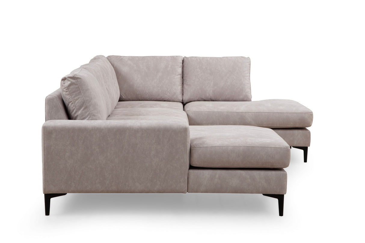 U-Bank Ecksofa Grau Stoff 314x200 cm – Rechts – Porto