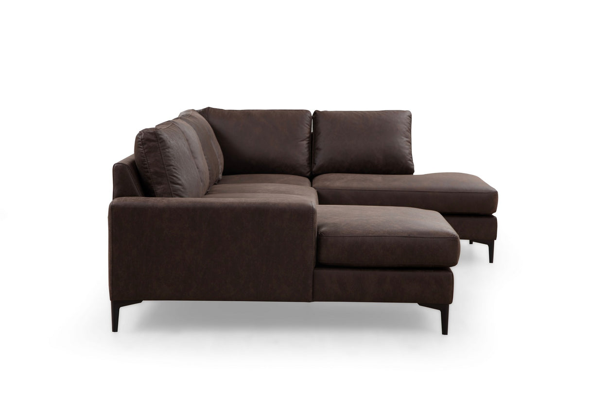 U-Bank Ecksofa Braun Stoff 314x200 cm – Rechts – Porto