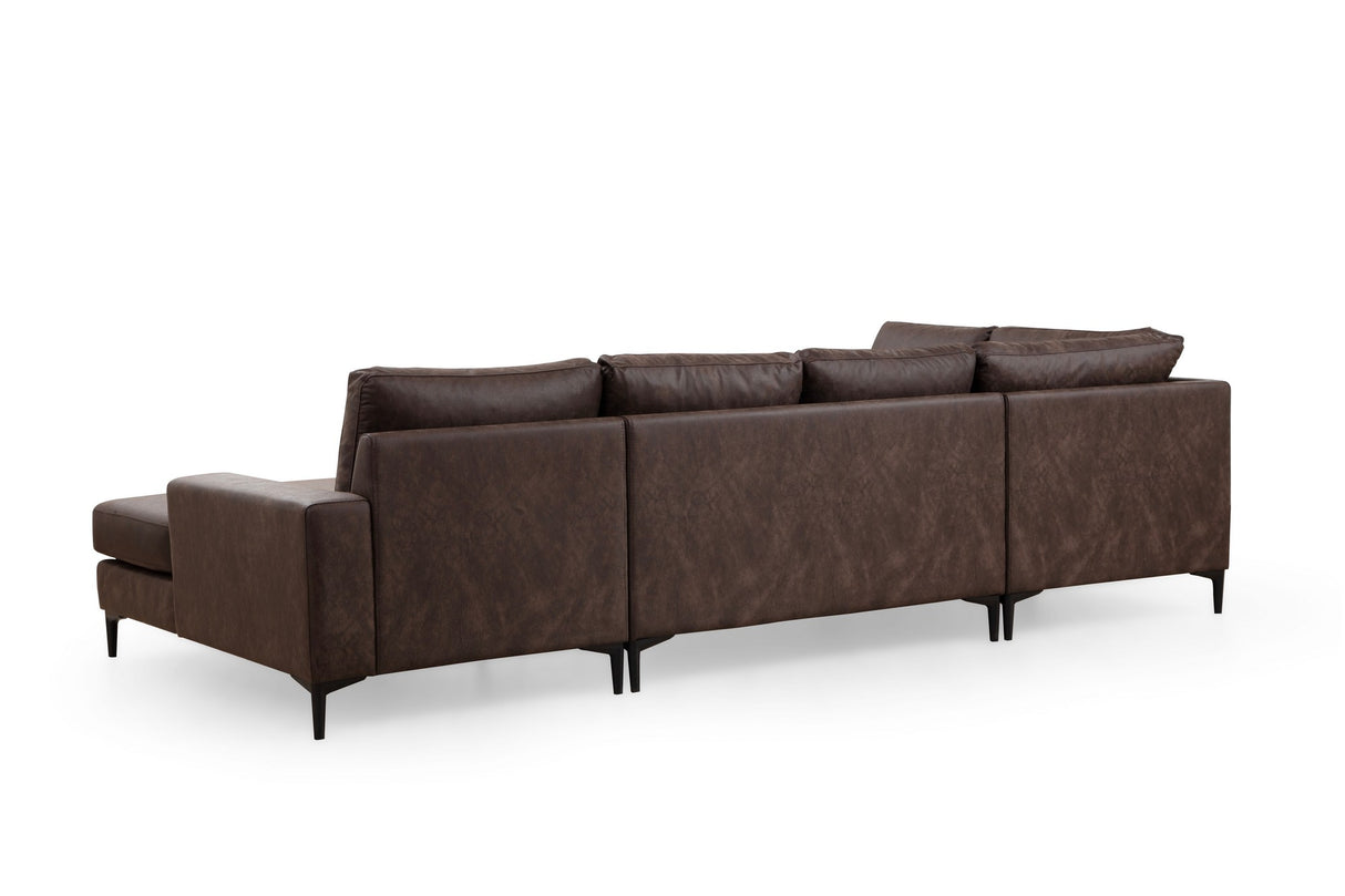 U-Bank Ecksofa Braun Stoff 314x200 cm – Rechts – Porto