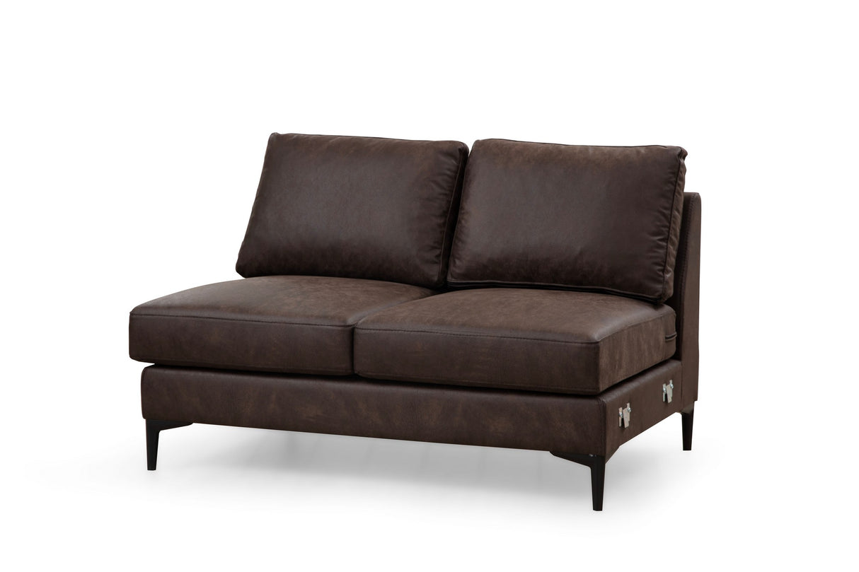 U-Bank Ecksofa Braun Stoff 314x200 cm – Rechts – Porto
