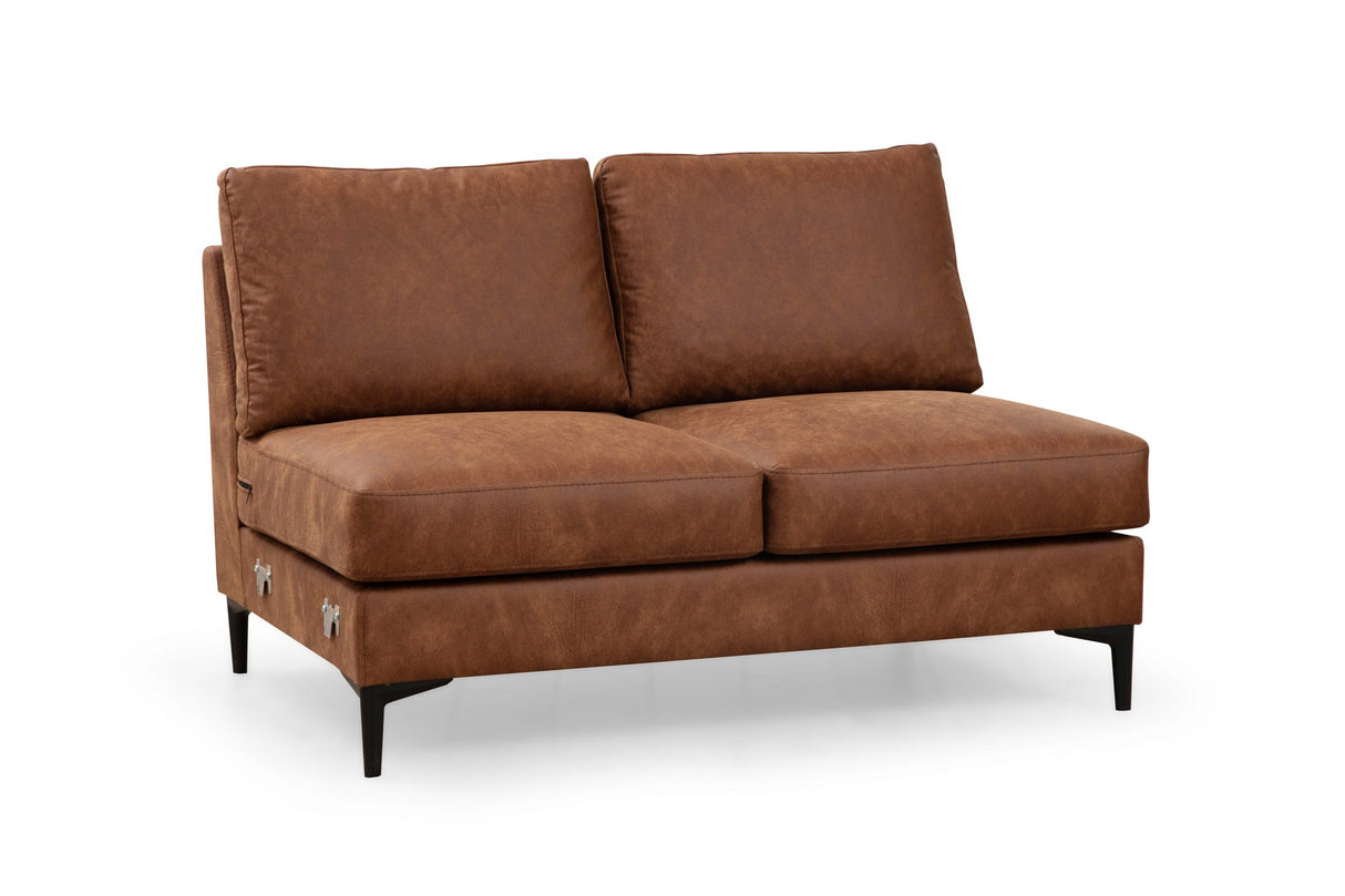 U-Bank Ecksofa Cognac Stoff 314x200 cm – Links – Porto