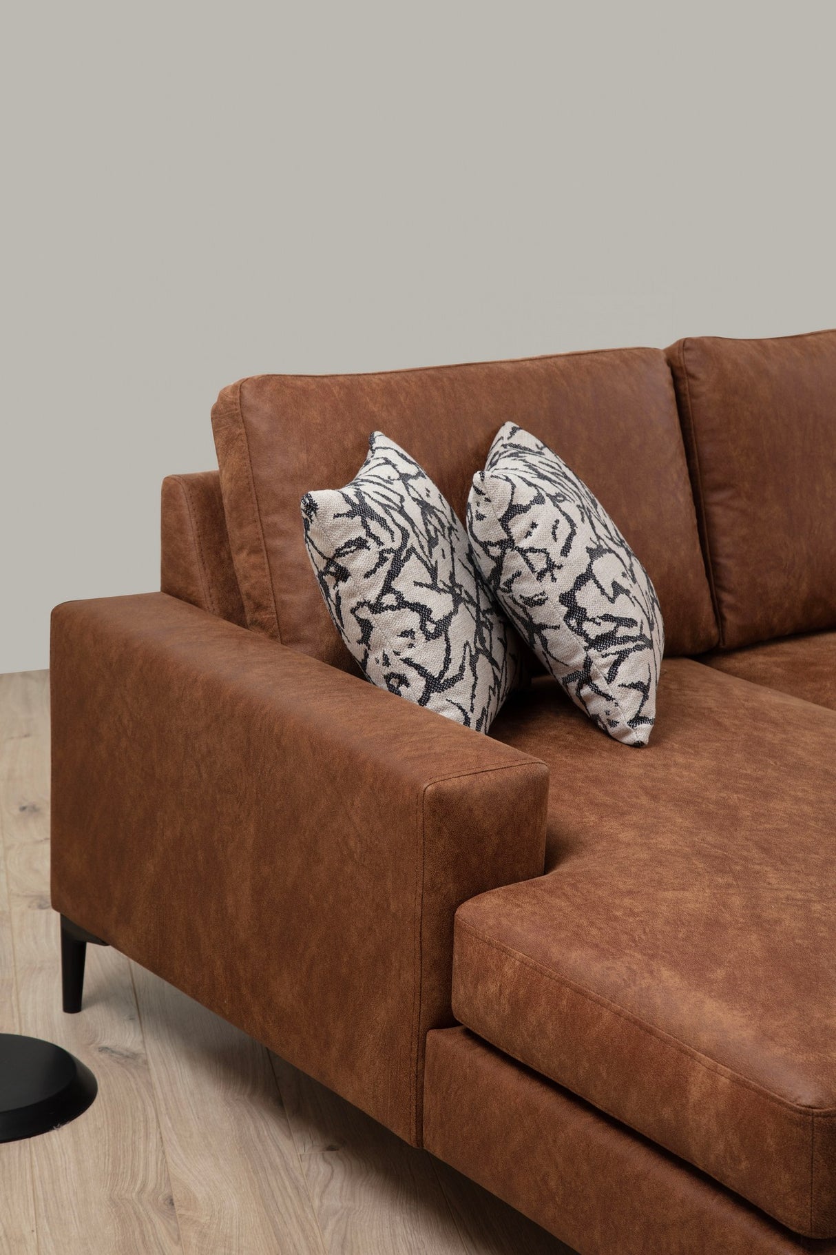 U-Bank Ecksofa Cognac Stoff 314x200 cm – Rechts – Porto