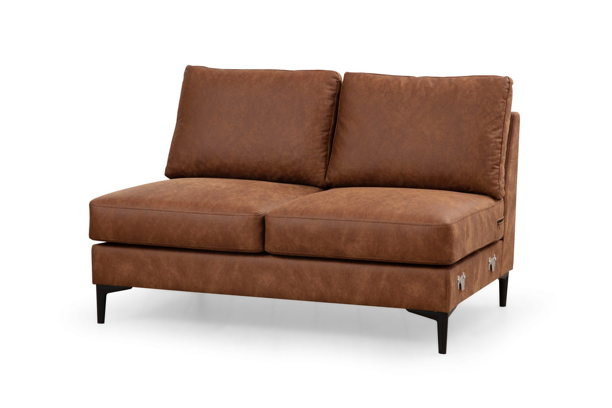 U-Bank Ecksofa Cognac Stoff 314x200 cm – Rechts – Porto