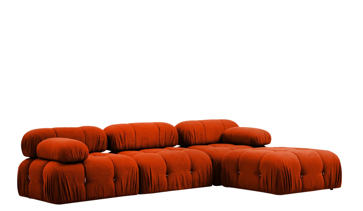 Modulares XXL-Ecksofa Bubble mit Hocker - orange rot