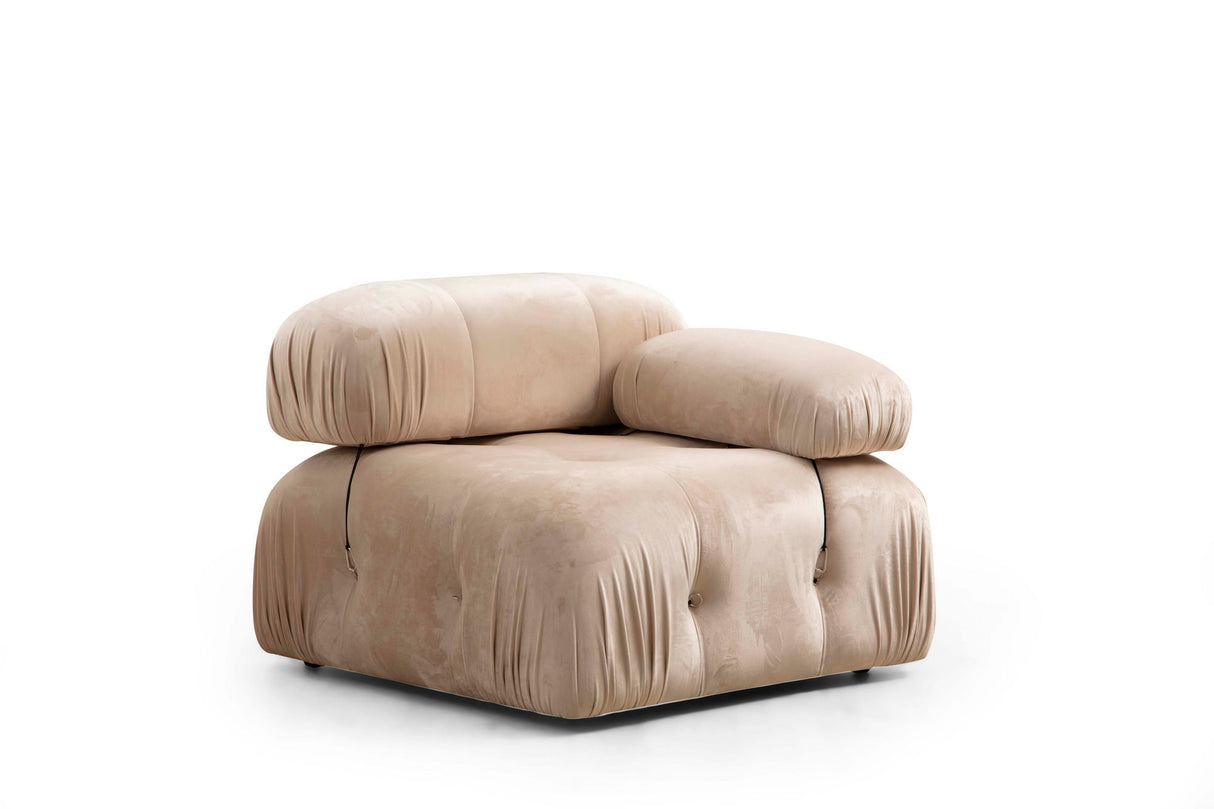 Modulares XXL-Ecksofa Bubble mit Hocker - Samt Beige
