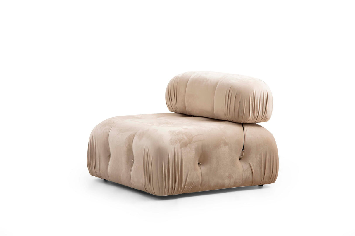 Modulares XXL-Ecksofa Bubble mit Hocker - Samt Beige