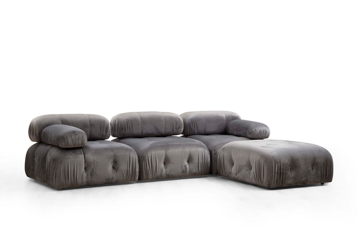 Modulares XXL-Ecksofa Bubble mit Hocker - Samtgrau