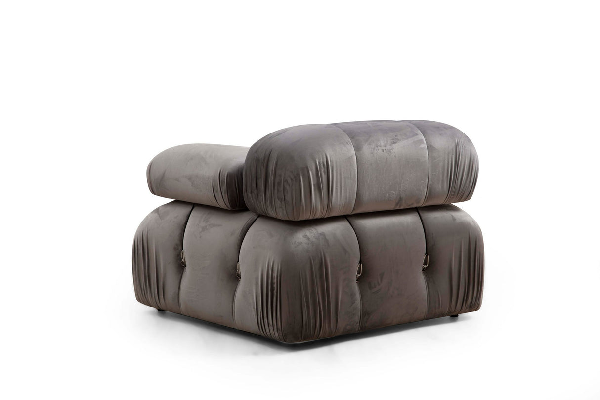 Modulares XXL-Ecksofa Bubble mit Hocker - Samtgrau