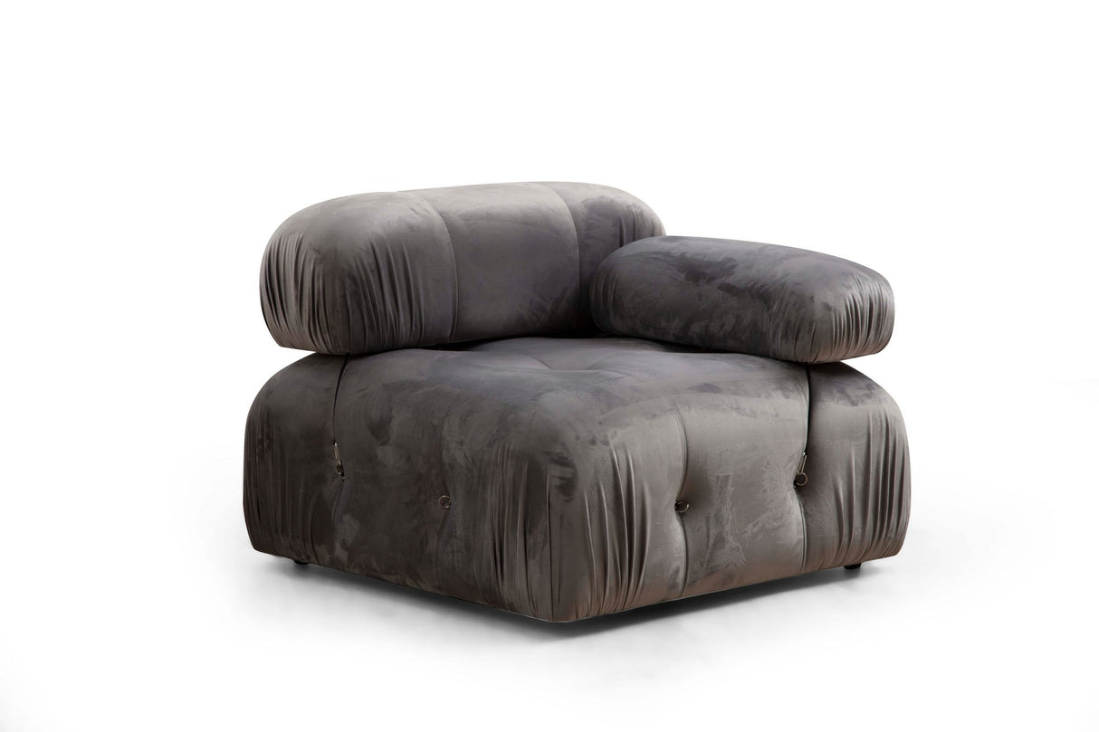 Modulares XXL-Ecksofa Bubble mit Hocker - Samtgrau