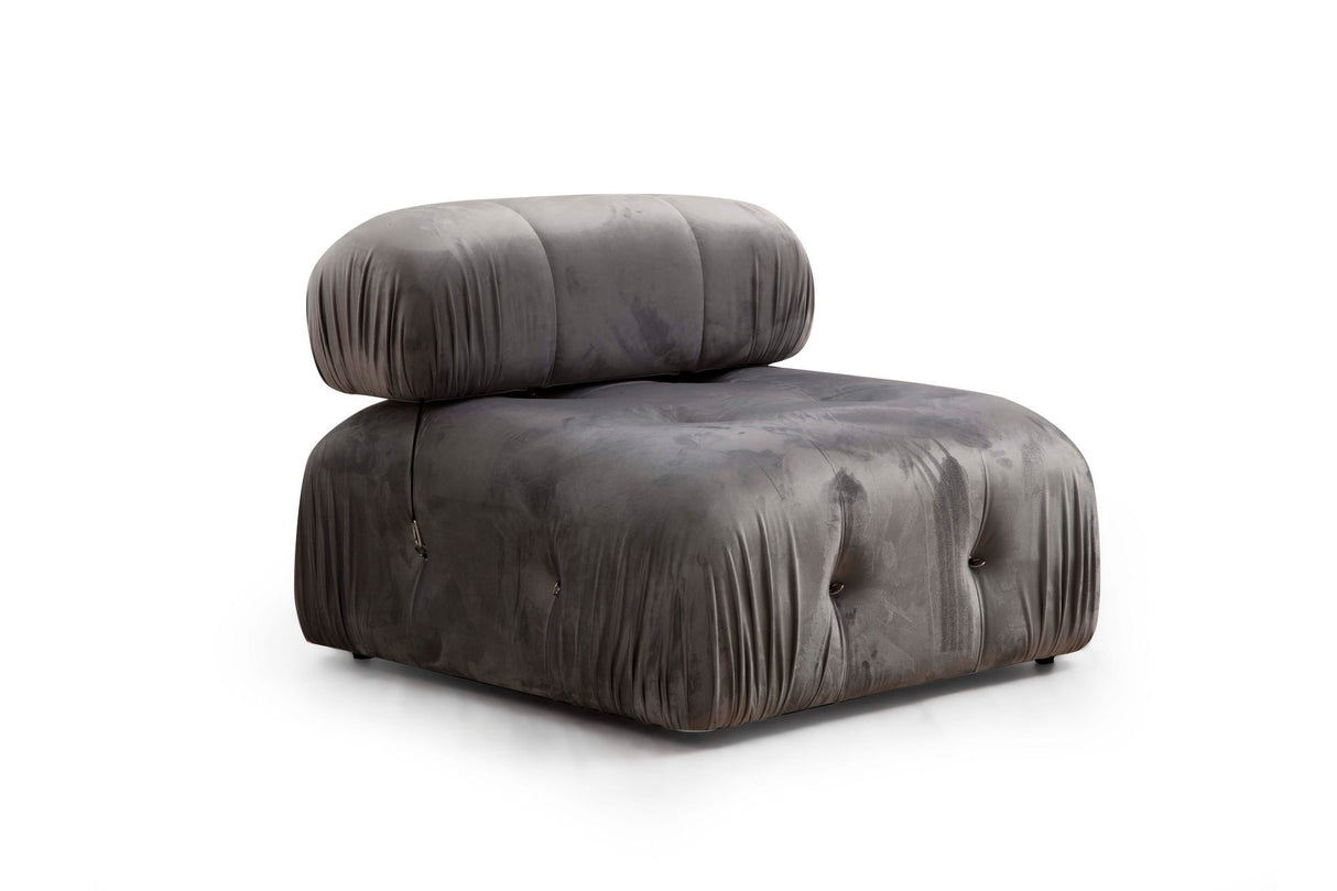 Modulares XXL-Ecksofa Bubble mit Hocker - Samtgrau