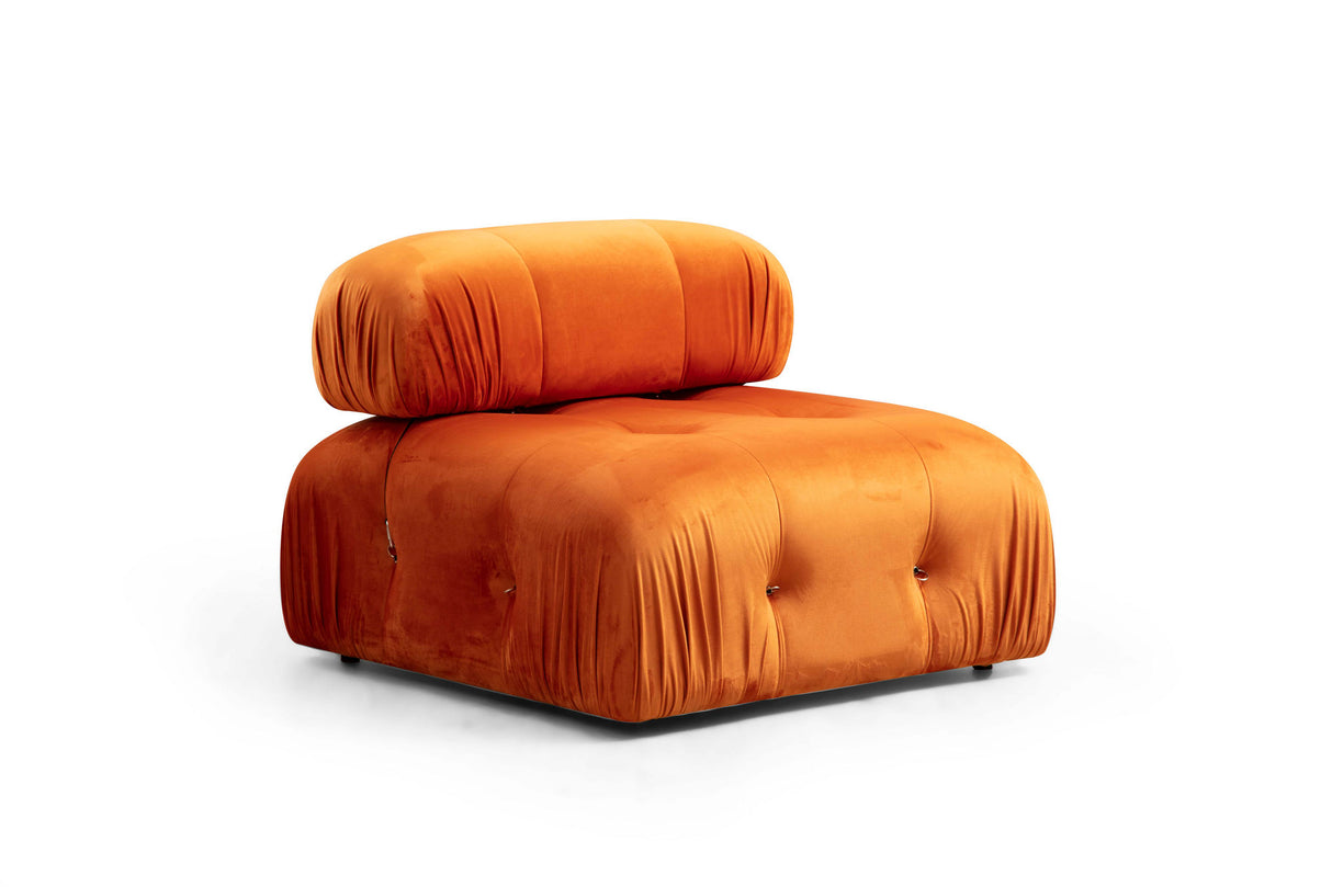 Modulares XXL-Ecksofa Bubble mit Hocker - Samt orange