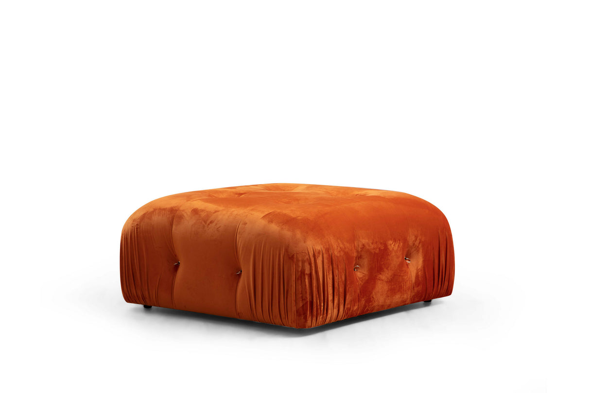 Modulares XXL-Ecksofa Bubble mit Hocker - Samt orange