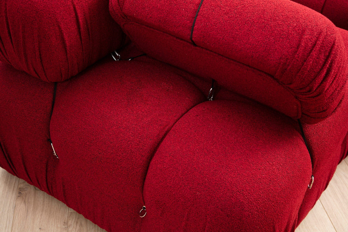 Modulares XXL-Ecksofa Bubble mit Hocker - Samt rot