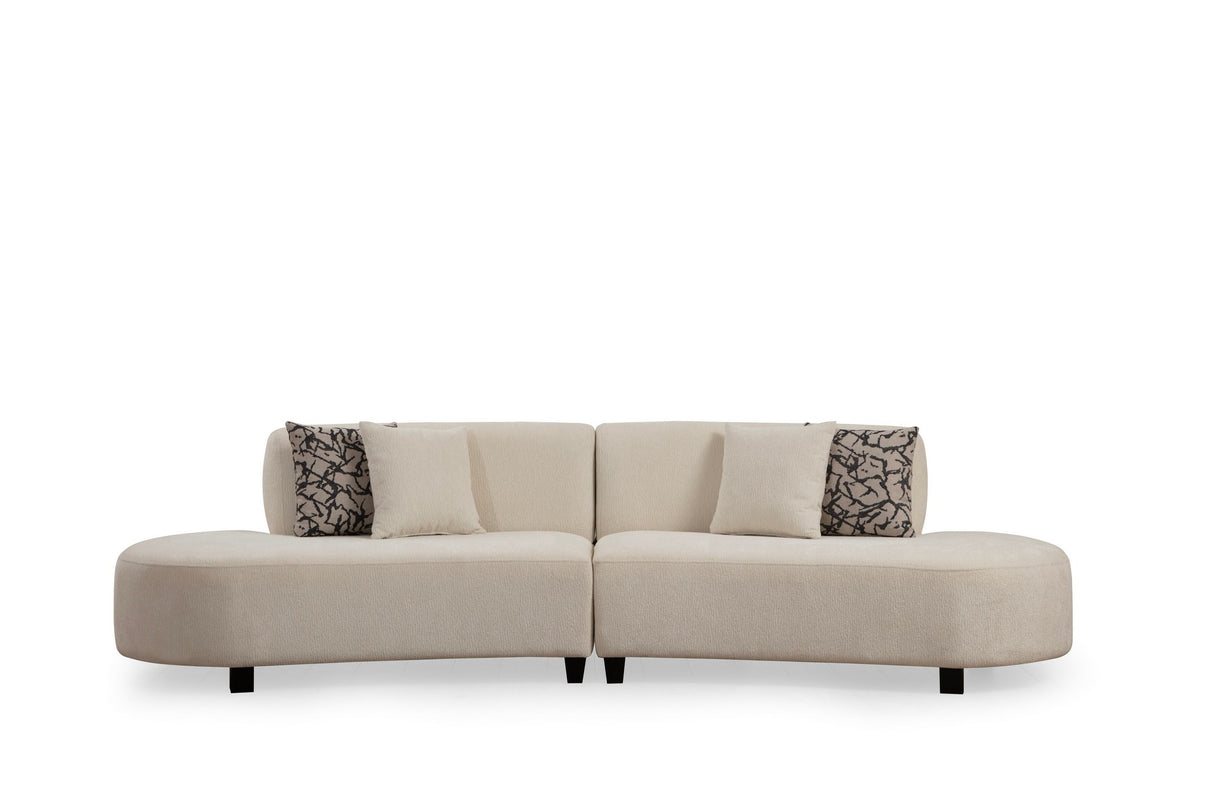 Banken - Hoekbank Beige gemêleerde stof organisch Pars - XXXL 300 cm - Dimehouse
