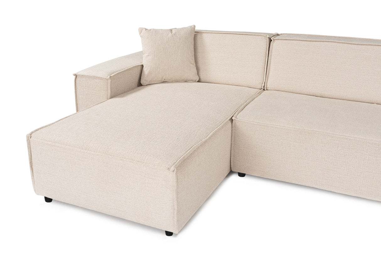 Ecksofa aus beigem Stoff mit Nähten - XXL - 8 Personen - Puzzle
