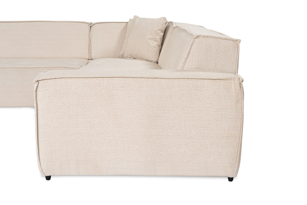 Ecksofa aus beigem Stoff mit Nähten - XXL - 8 Personen - Puzzle