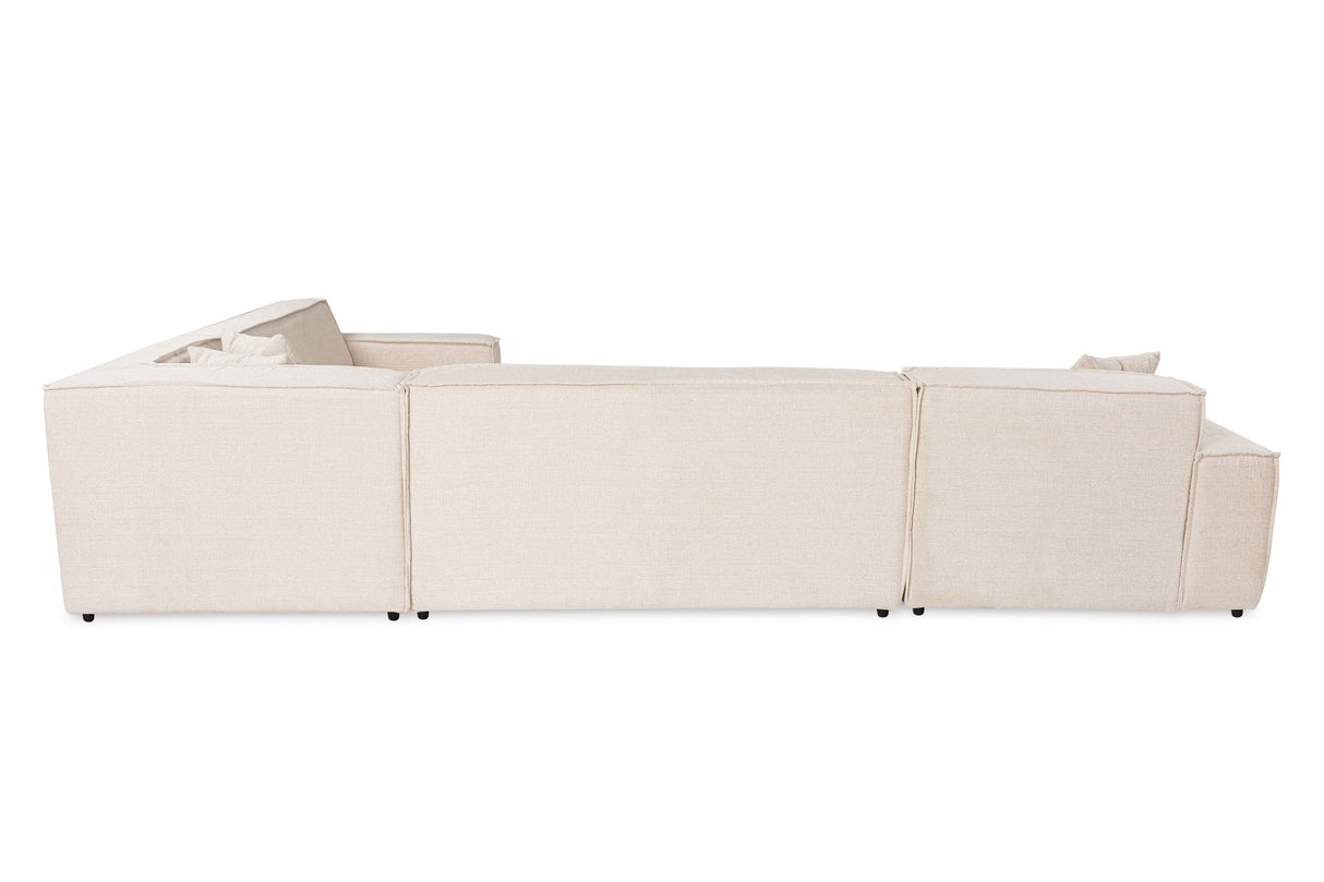 Ecksofa aus beigem Stoff mit Nähten - XXL - 8 Personen - Puzzle