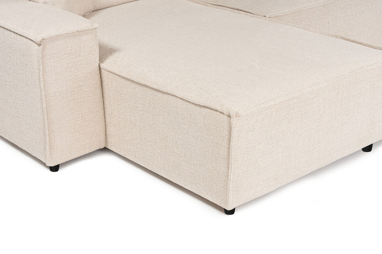 Ecksofa aus beigem Stoff mit Nähten - XXL - 8 Personen - Puzzle