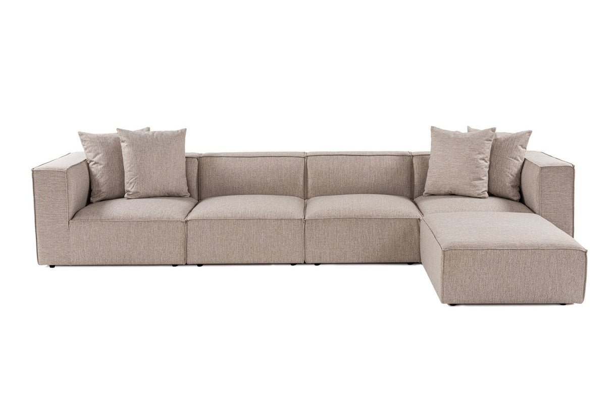 Modulares XXL-Ecksofa beige Leinen 430 cm breit Sora