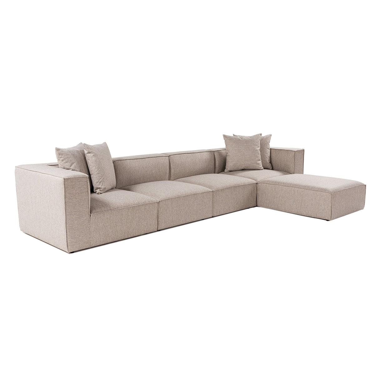 Modulare XXL-Ecksofa beige Leinen 430 cm breit Sora - rechts