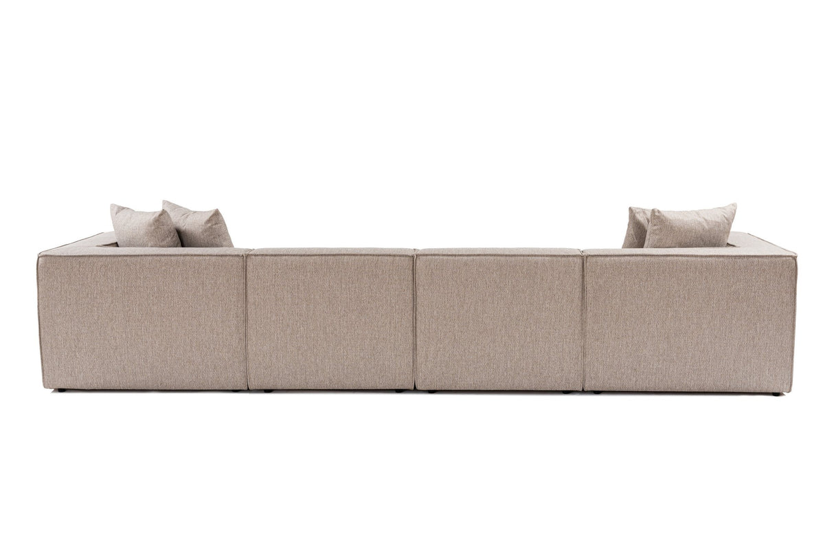 Modulare XXL-Ecksofa beige Leinen 430 cm breit Sora - rechts