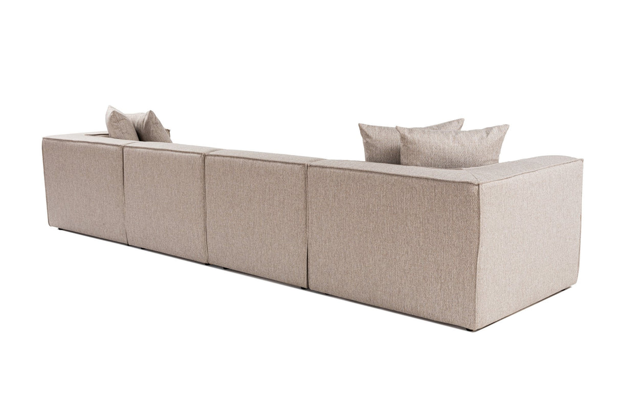 Modulare XXL-Ecksofa beige Leinen 430 cm breit Sora - rechts