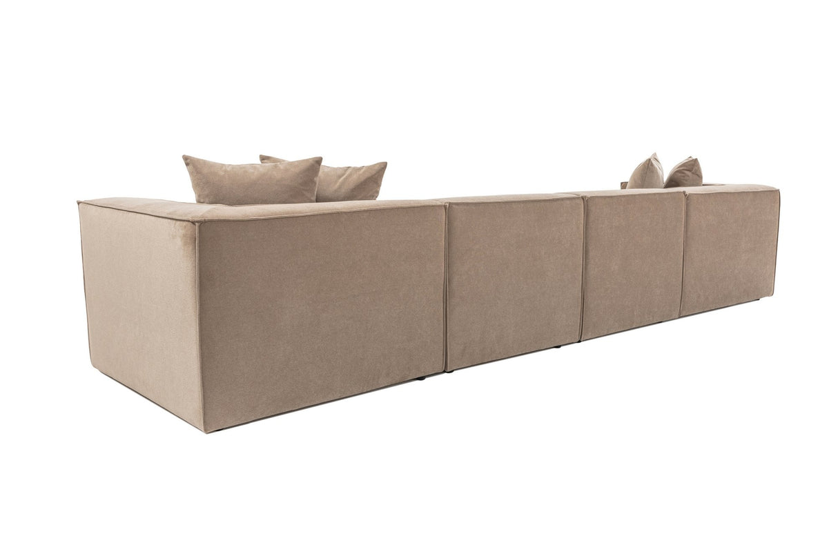 Modulares XXL-Ecksofa Cappuccino Leinen 430 cm Sora - rechts