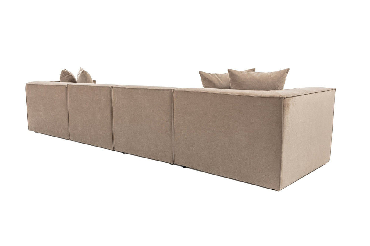 Modulares XXL-Ecksofa Cappuccino Leinen 430 cm Sora - rechts